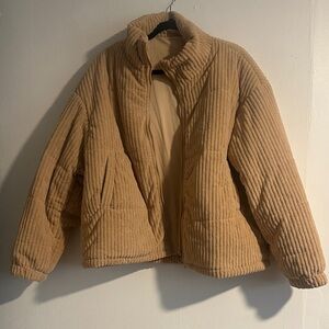 Women’s Camel Corduroy Puffer Jacket